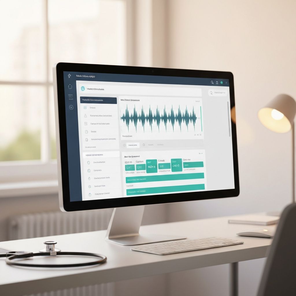 DocSource clinical documentation dashboard showing real-time transcription and automatic code extraction